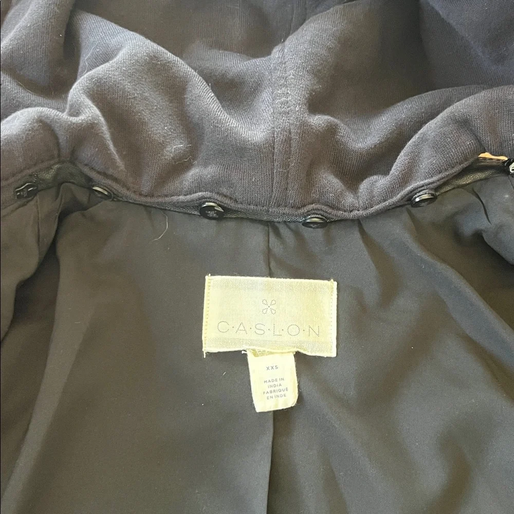 Caslon Nordstroms Super Soft Black Leather Moto Jacket Removable hoodie XXS - Picture 3 of 6